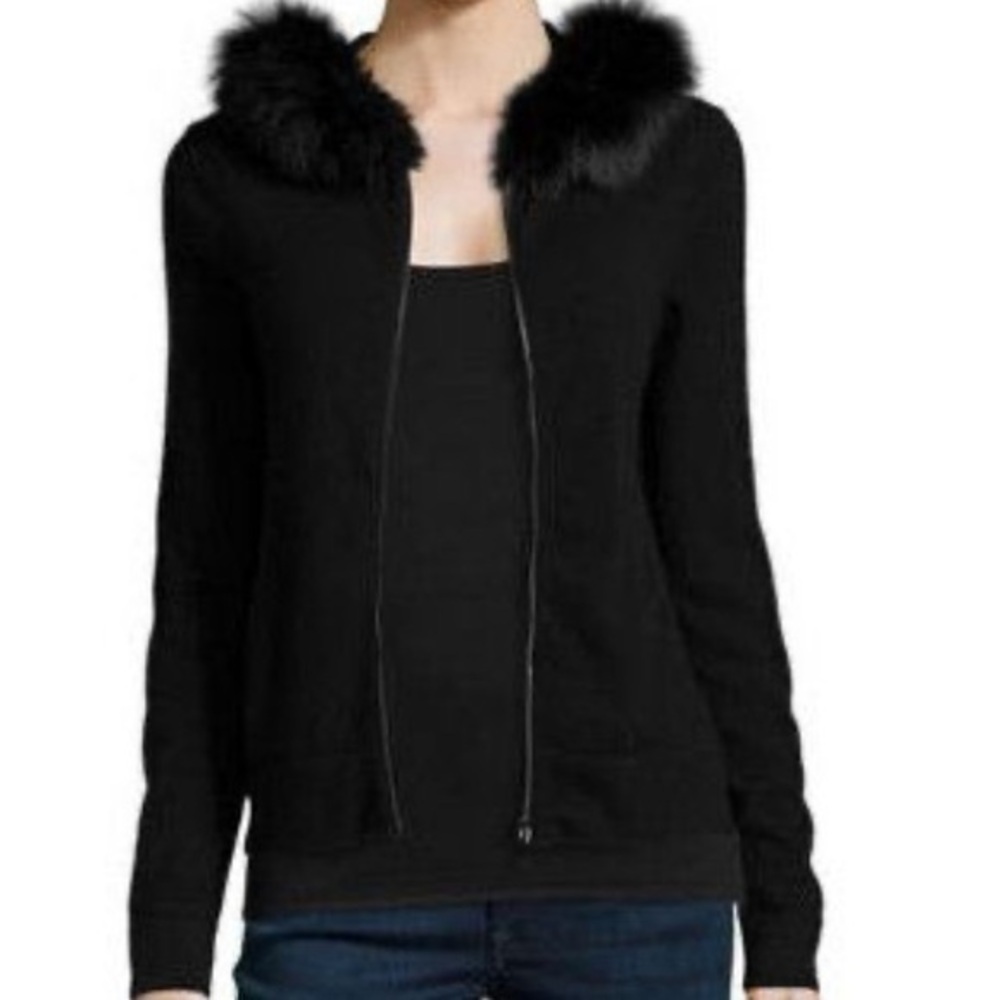 Bergdorf Goodman Women Cashmere Full Zip Sweater Jacket Color Black Size S